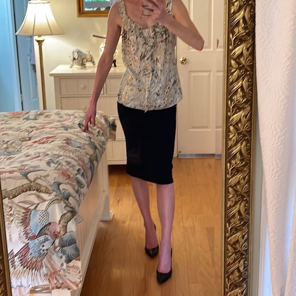 Elie Tahari metallic thread, animal print camisole